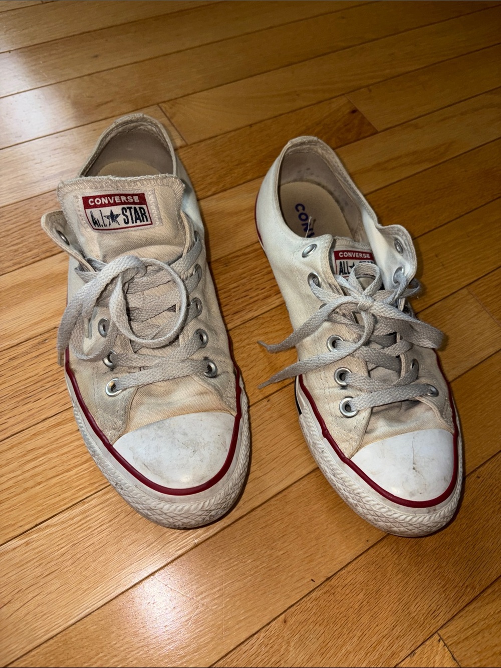 Converse White and Red Low Top Sneakers